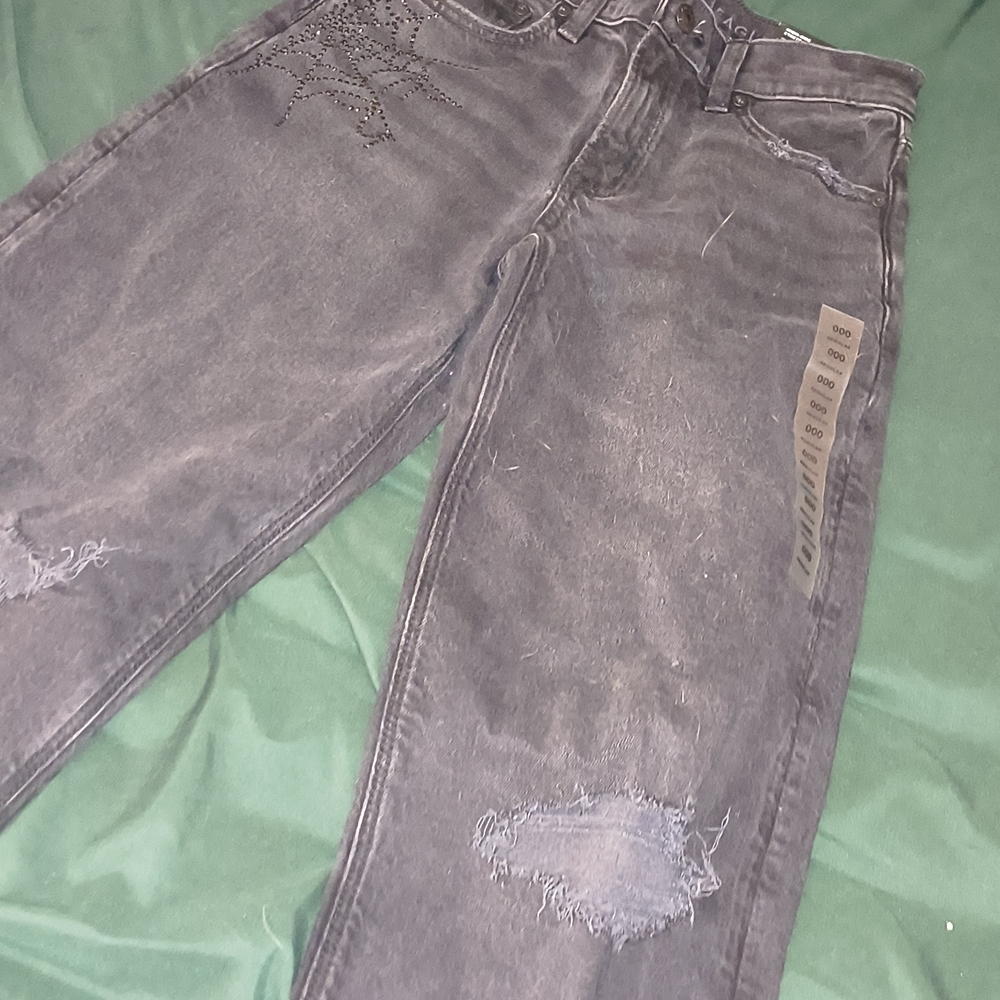 American Eagle Outfitters Women's Black/Charcoal Stovepipe Jeans